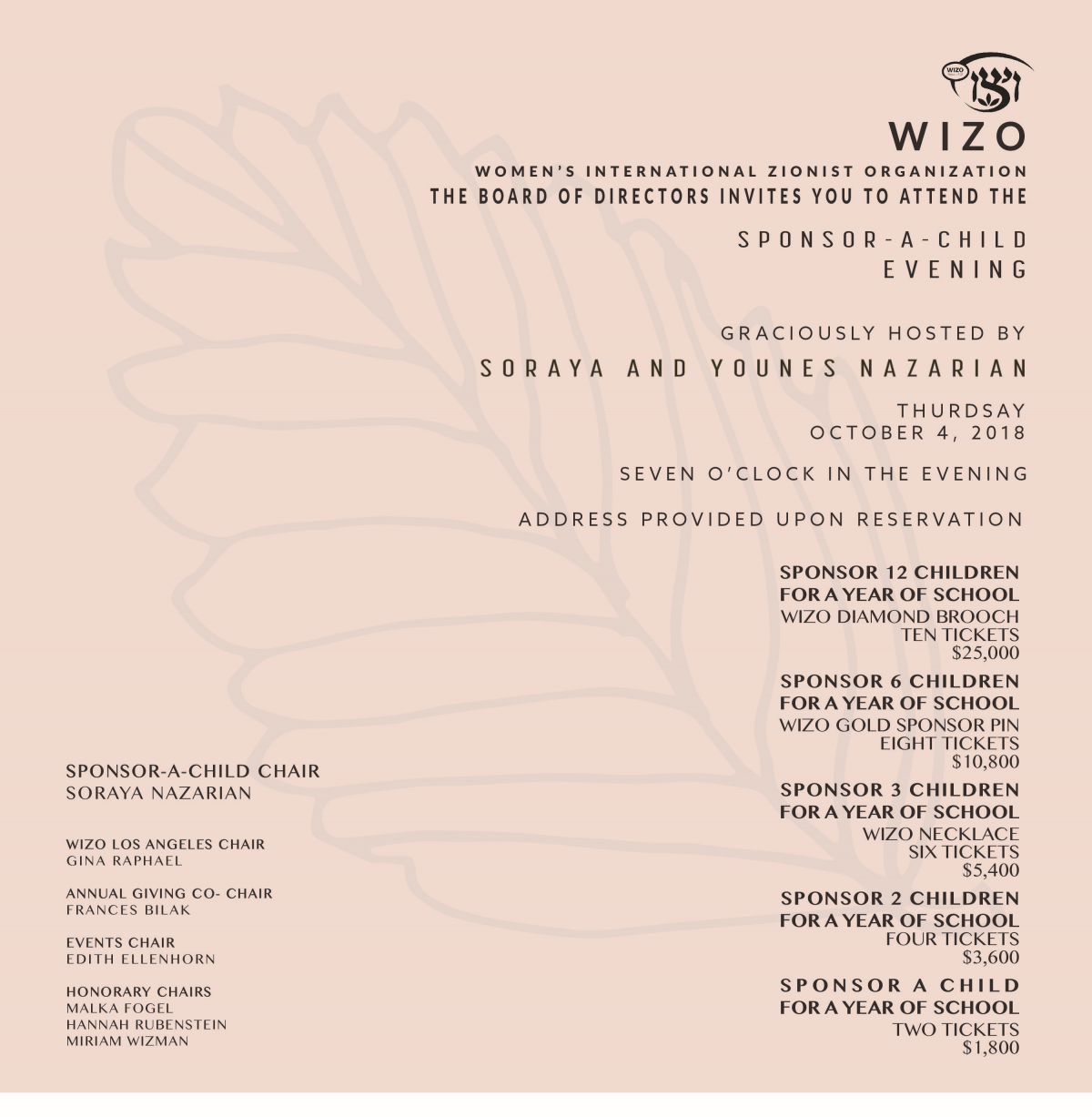 LA Sponsor a Child 2018 — WIZO USA Women’s International Zionist